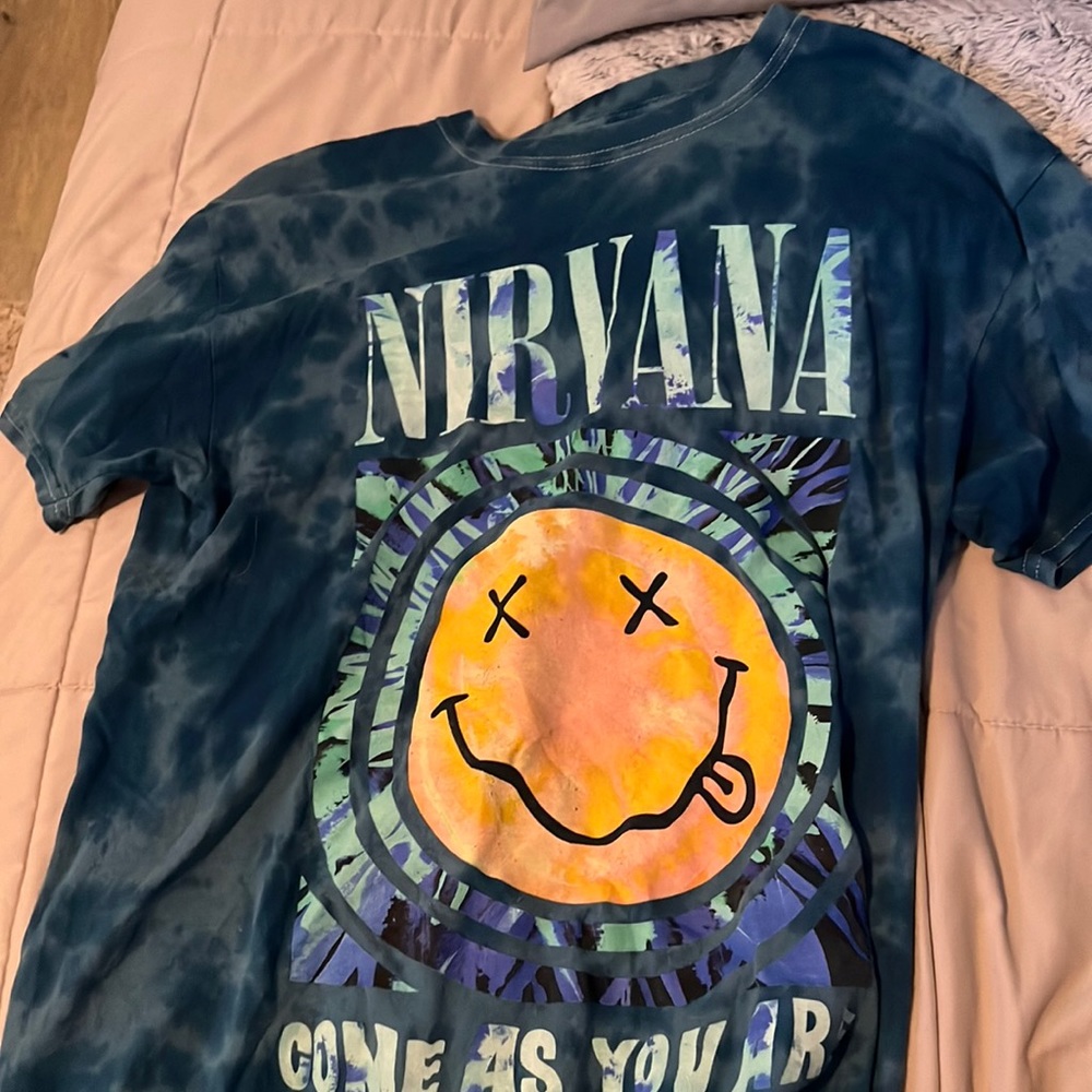 Medium womens blue tie dye nirvana shirt